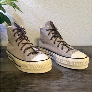 Converse Gray Suede and Fleece-Lined Sneakers